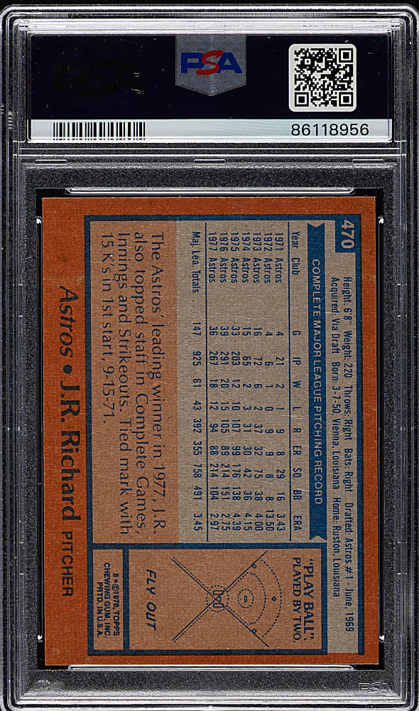 1978 Topps #470 J. R. Richard PSA GEM MINT 10
