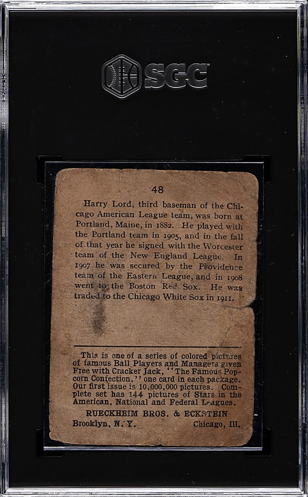 1914 E145 Cracker Jack #48 Harry Lord SGC POOR 1