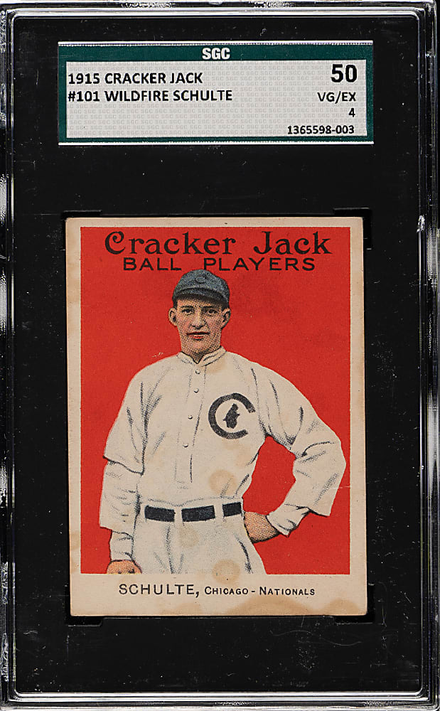 1915 E145 Cracker Jack #101 Wildfire Schulte SGC VG/EX 50