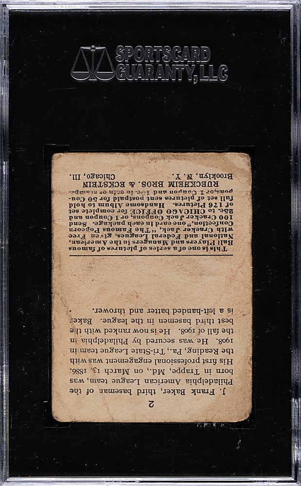 1915 E145 Cracker Jack #2 Frank Baker SGC POOR 10