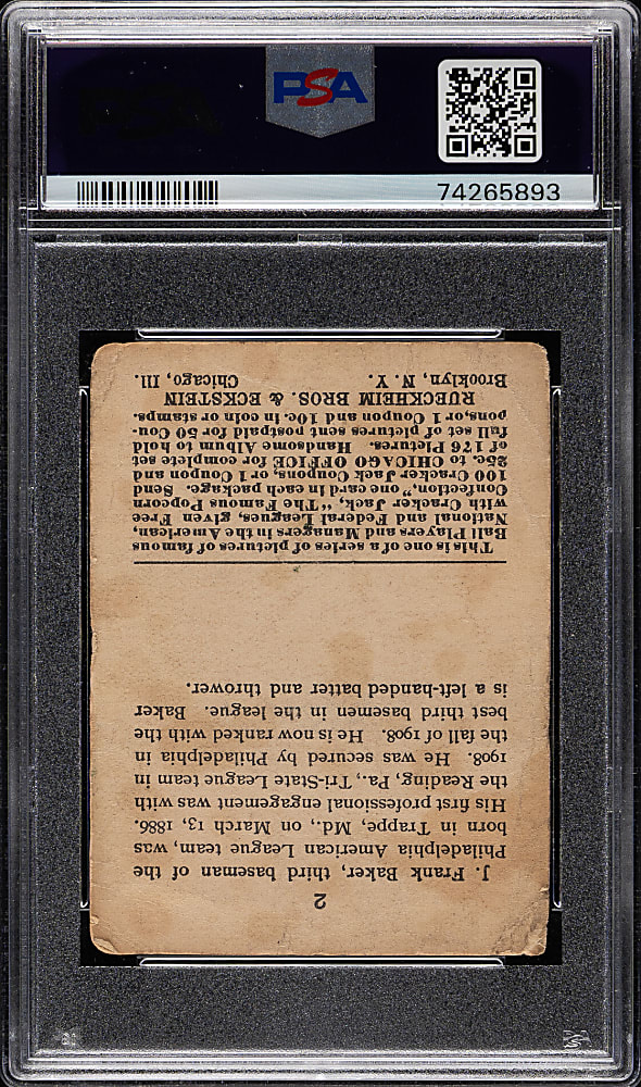 1915 E145 Cracker Jack #2 Frank Baker PSA POOR 1