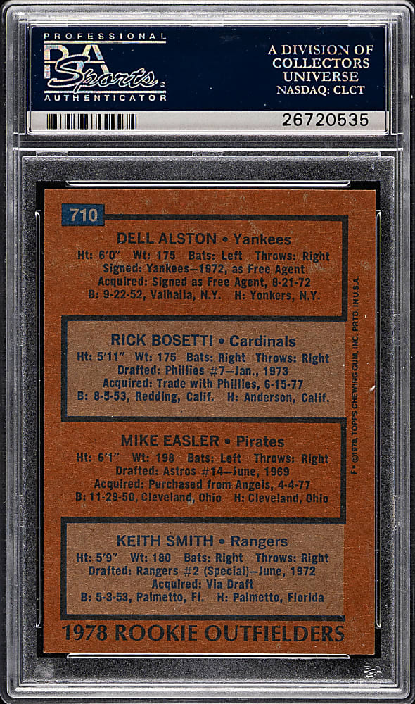 1978 Topps #710 Alston/Bosetti/Easler/Smith PSA GEM MINT 10