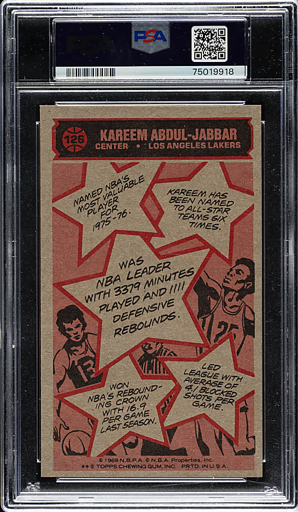 1976-1977 Topps Basketball #126 Kareem Abdul-Jabbar All-Star PSA NM-MT 8