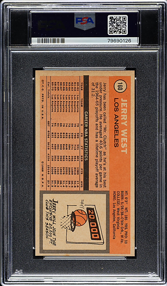 1970-1971 Topps Basketball #160 Jerry West PSA NM-MT 8