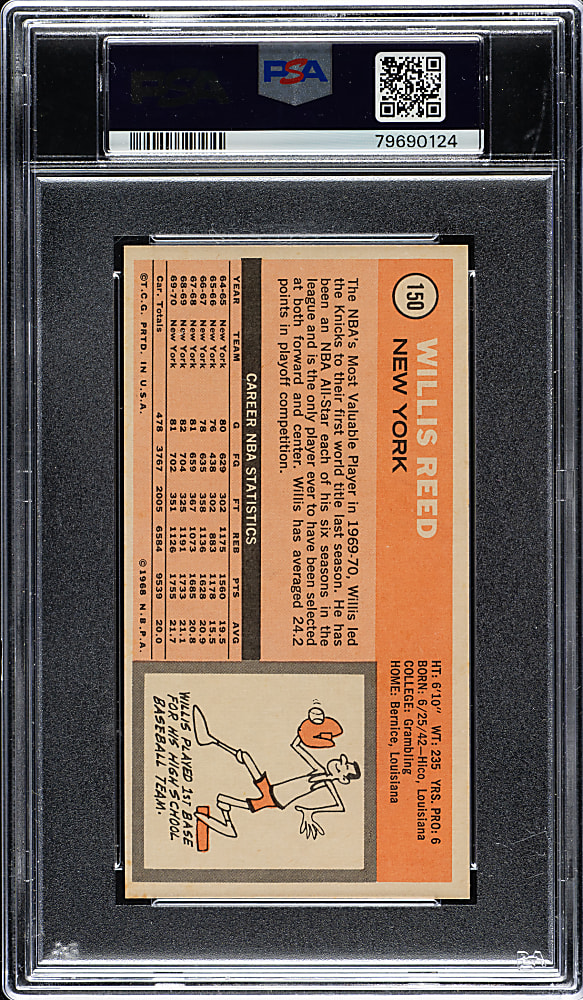 1970-1971 Topps Basketball #150 Willis Reed PSA NM-MT 8