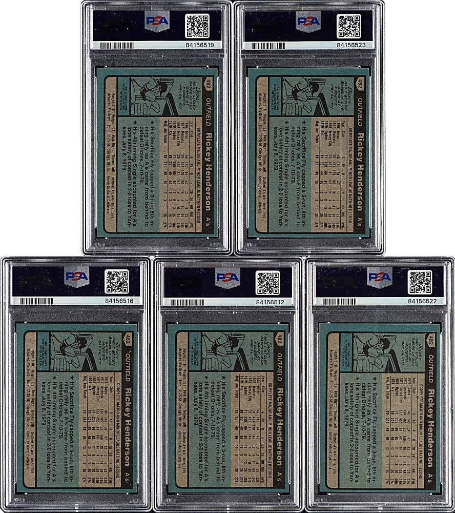 1980 Topps #482 Rickey Henderson Rookie PSA NM 7 Collection (5)