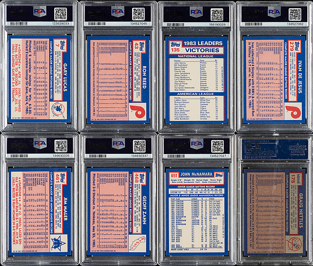1984 Topps Tiffany and Nestle PSA GEM MINT 10 Collection (8)