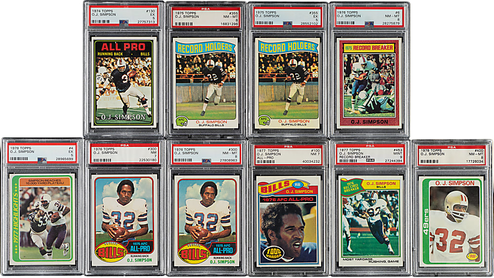 1971 to 1978 Topps Football O.J. Simpson PSA-Graded Collection (14)