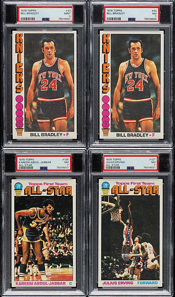1976-1977 Topps Basketball PSA-Graded Collection (4): Bill Bradley, Kareem Abdul-Jabbar, and Julius Erving