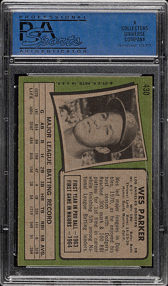 1971 Topps #430 Wes Parker PSA NM-MT 8