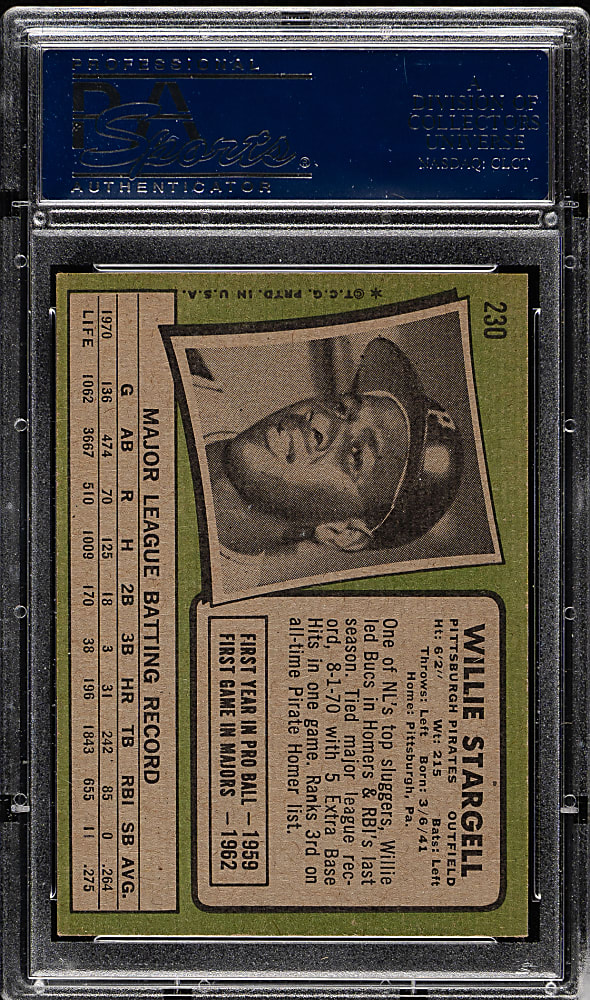 1971 Topps #230 Willie Stargell PSA EX-MT 6