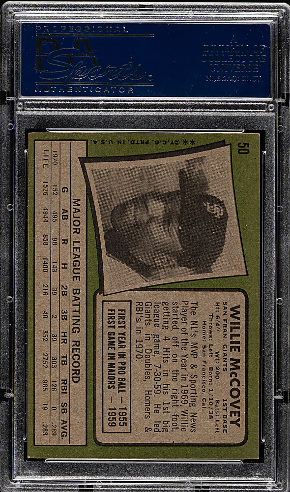 1971 Topps #50 Willie McCovey PSA EX-MT 6