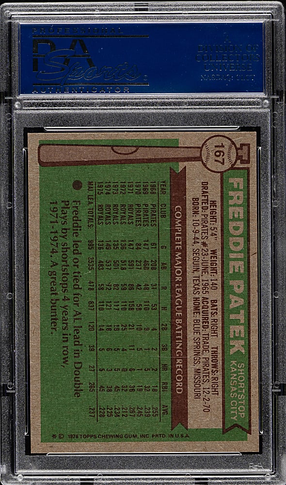 1976 Topps #167 Freddie Patek PSA MINT 9