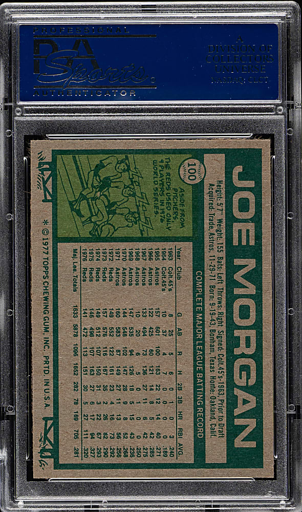 1977 Topps #100 Joe Morgan PSA MINT 9