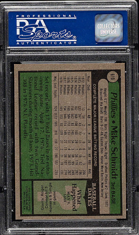1979 Topps #610 Mike Schmidt PSA NM-MT 8