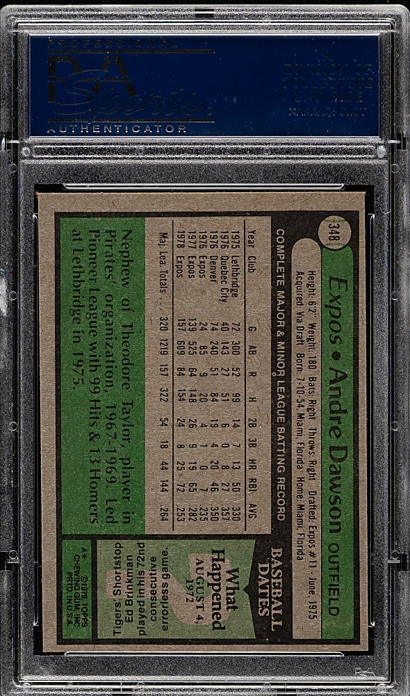 1979 Topps #348 Andre Dawson PSA MINT 9