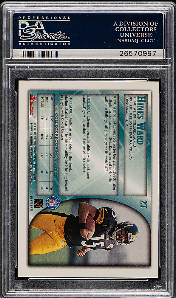 1998 Bowman Football #27 Hines Ward PSA GEM MINT 10