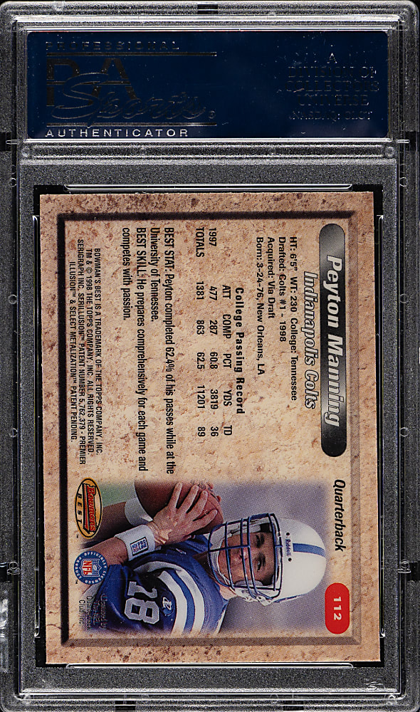 1998 Bowman's Best Football #112 Peyton Manning Rookie PSA GEM MINT 10