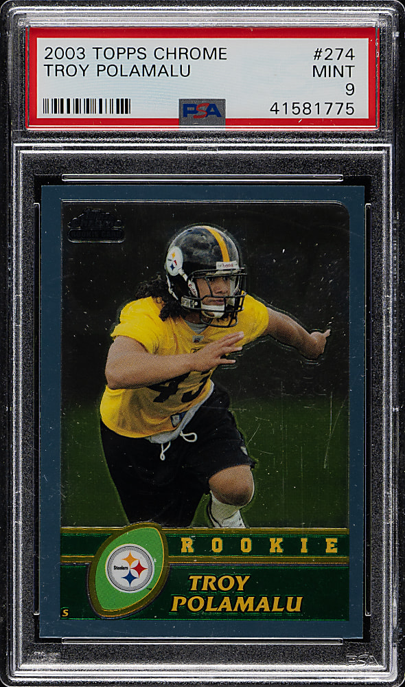 2003 Topps Chrome Football #274 Troy Polamalu Rookie PSA MINT 9