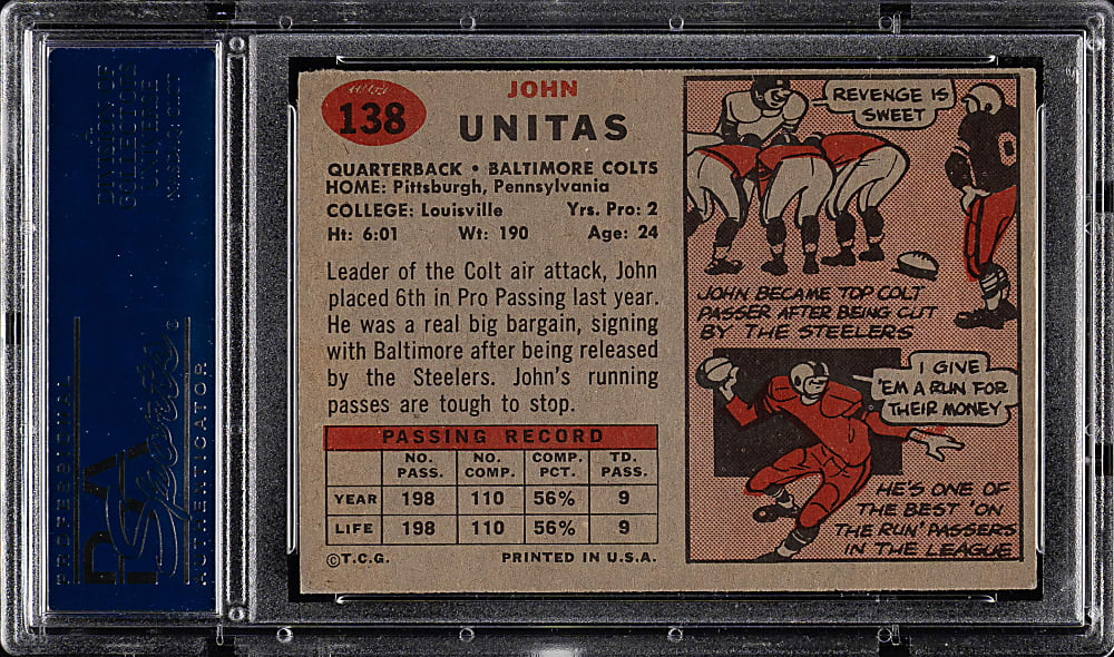 1957 Topps Football #138 Johnny Unitas Rookie PSA EX 5