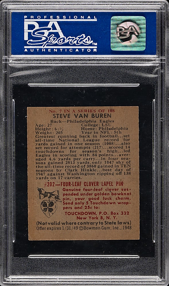 1948 Bowman Football #7 Steve Van Buren Rookie PSA EX-MT 6