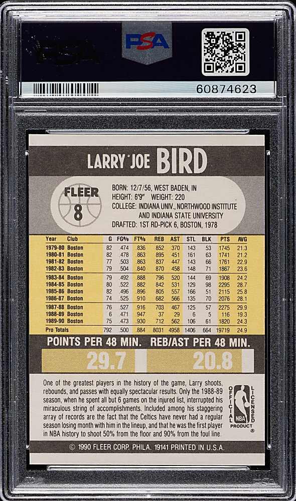 1990-1991 Fleer Basketball #8 Larry Bird PSA GEM MINT 10