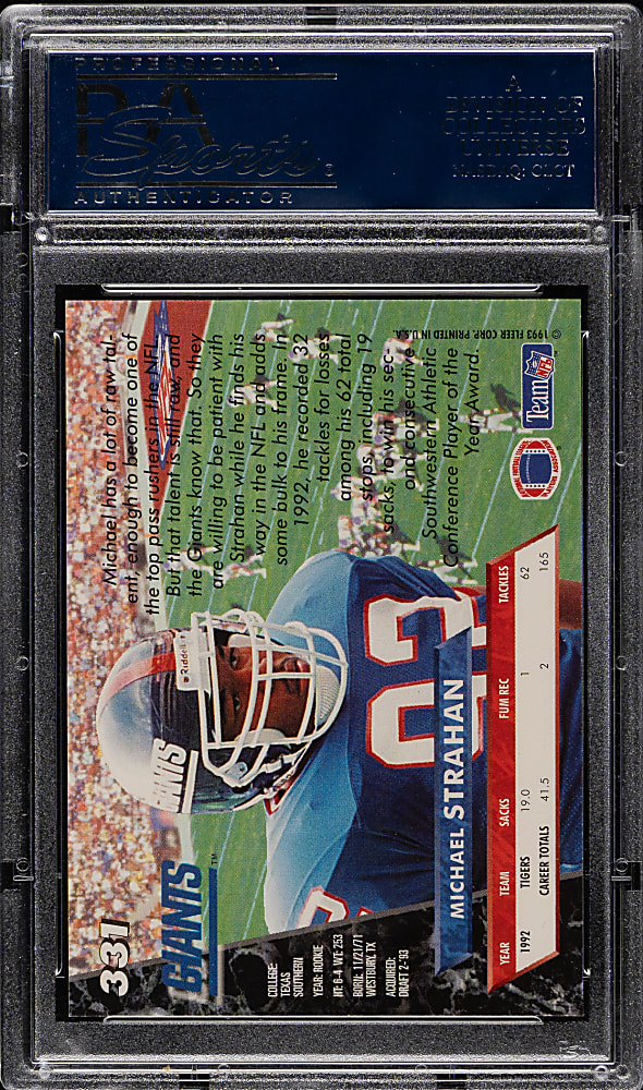 1993 Fleer Ultra Football #331 Michael Strahan Rookie PSA GEM MINT 10