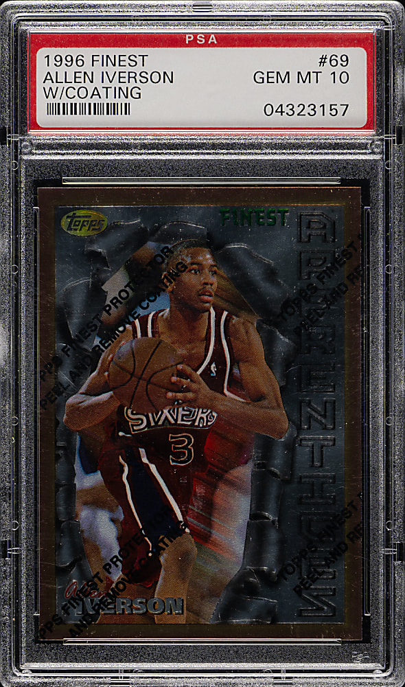 1996-1997 Topps Finest Basketball #69 Allen Iverson Rookie PSA GEM MINT 10