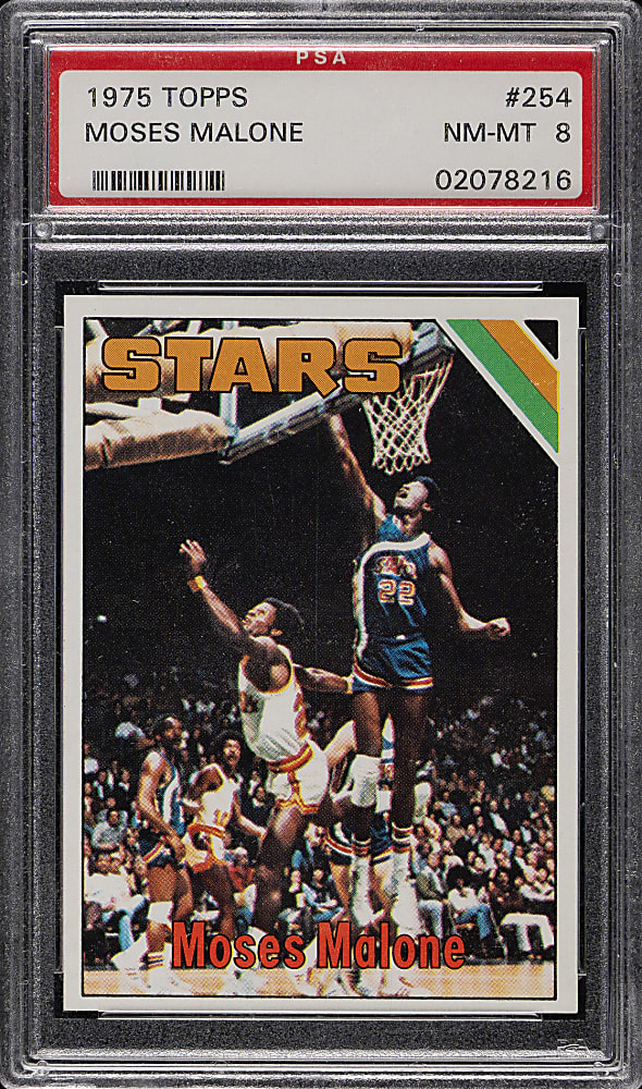 1975-1976 Topps Basketball #254 Moses Malone Rookie PSA NM-MT 8