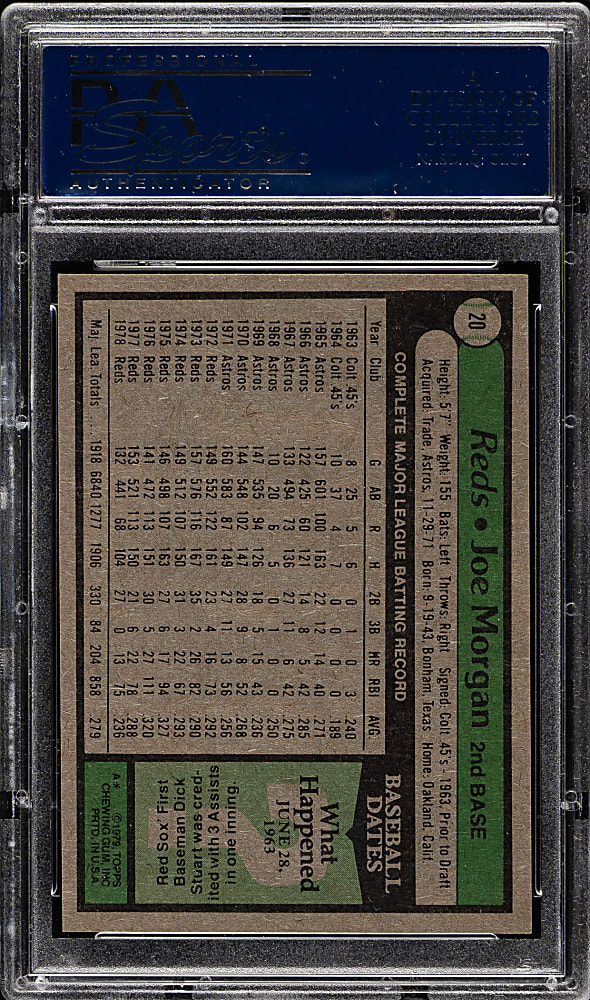 1979 Topps #20 Joe Morgan PSA MINT 9
