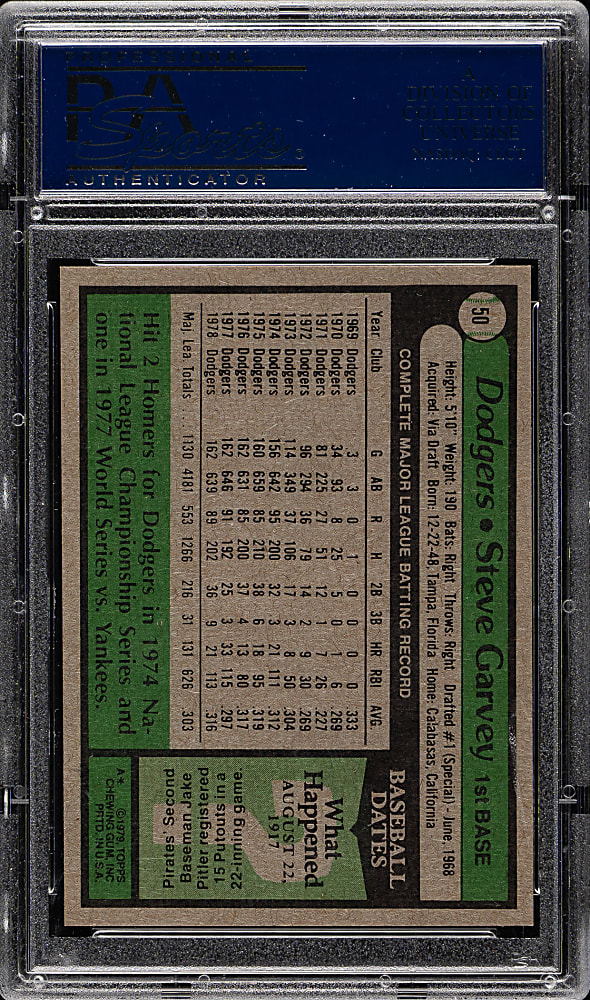 1979 Topps #50 Steve Garvey PSA MINT 9
