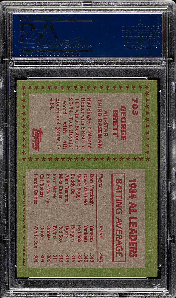 1985 Topps #703 George Brett All-Star PSA MINT 9