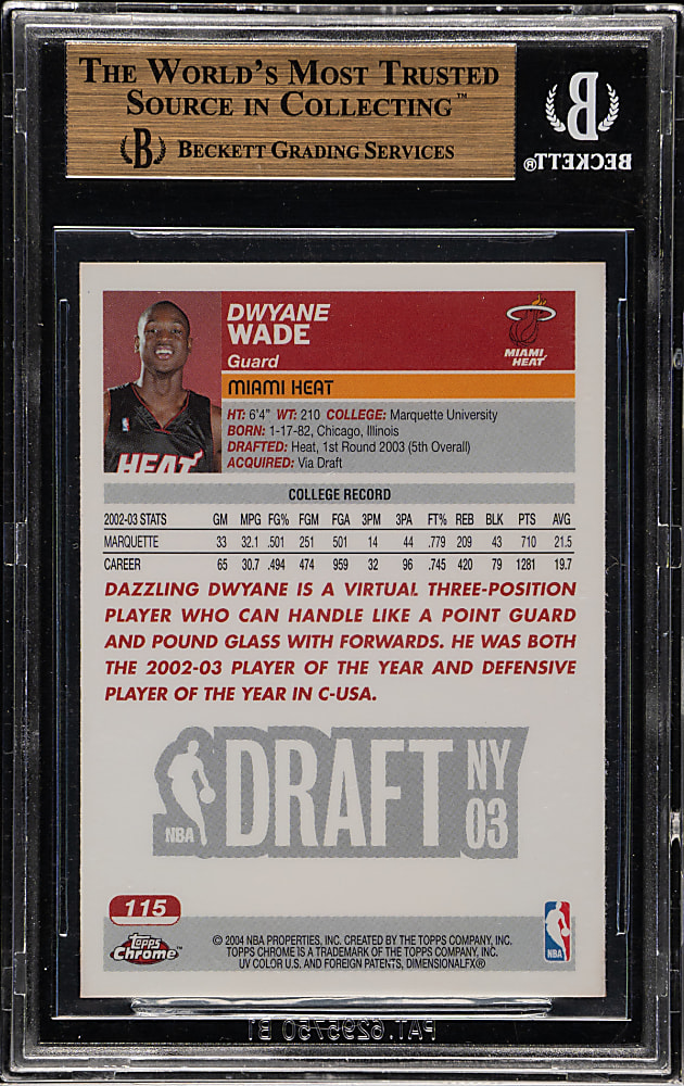 2003-2004 Topps Chrome Basketball #115 Dwyane Wade Rookie BGS GEM MINT 9.5