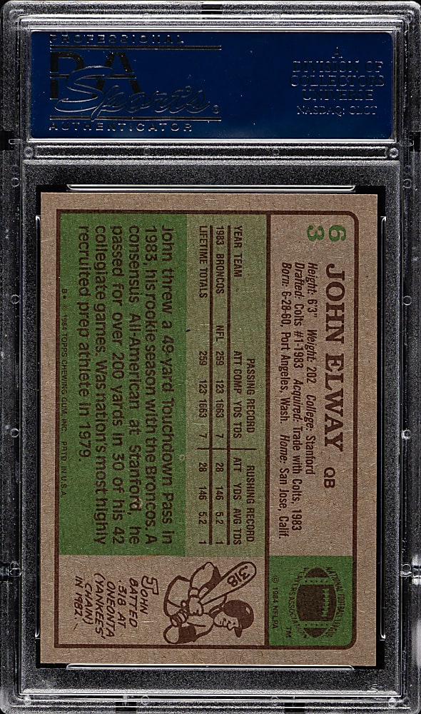 1984 Topps Football #63 John Elway Rookie PSA MINT 9