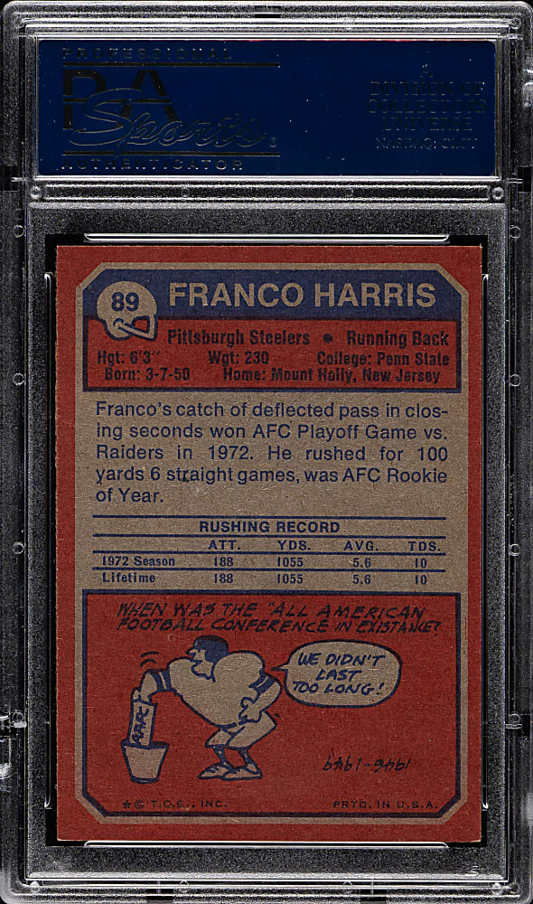 1973 Topps Football #89 Franco Harris Rookie PSA NM-MT 8