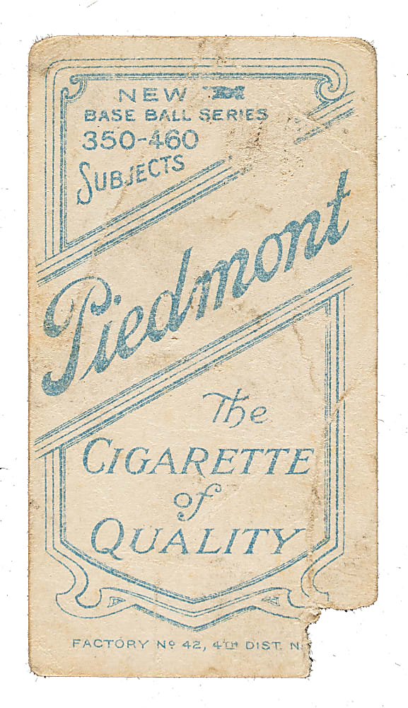 1909-1911 T206 White Border Ed Reulbach No Glove Showing - Piedmont "Factory 42" Back