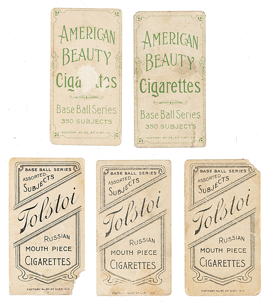 1909-1911 T206 White Border Collection (5) - All American Beauty and Tolstoi Backs