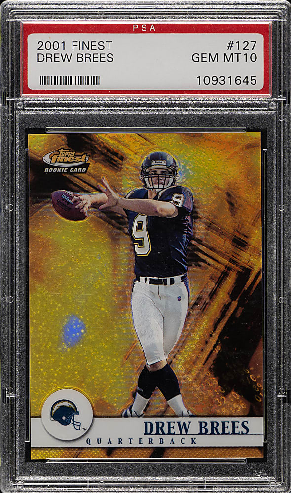 2001 Topps Finest Football #127 Drew Brees Rookie PSA GEM MINT 10