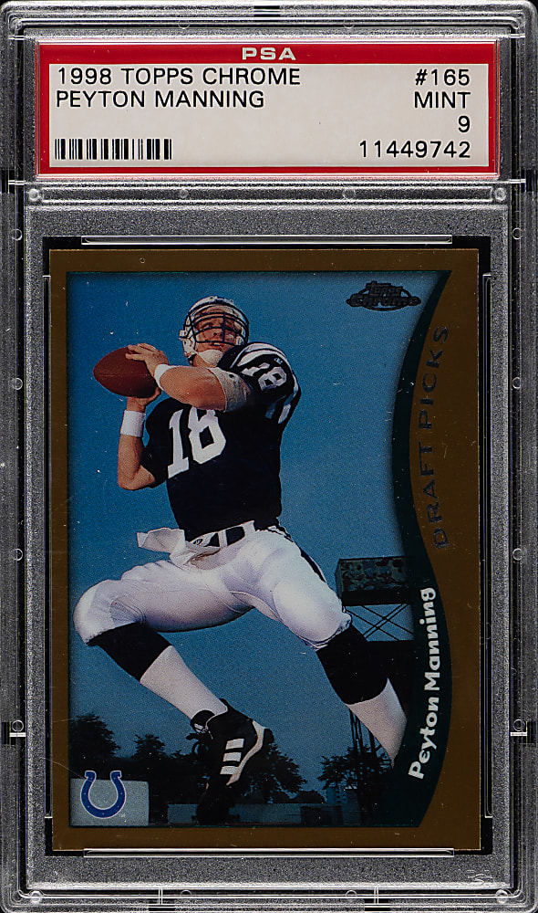 1998 Topps Chrome Football #165 Peyton Manning Rookie PSA MINT 9