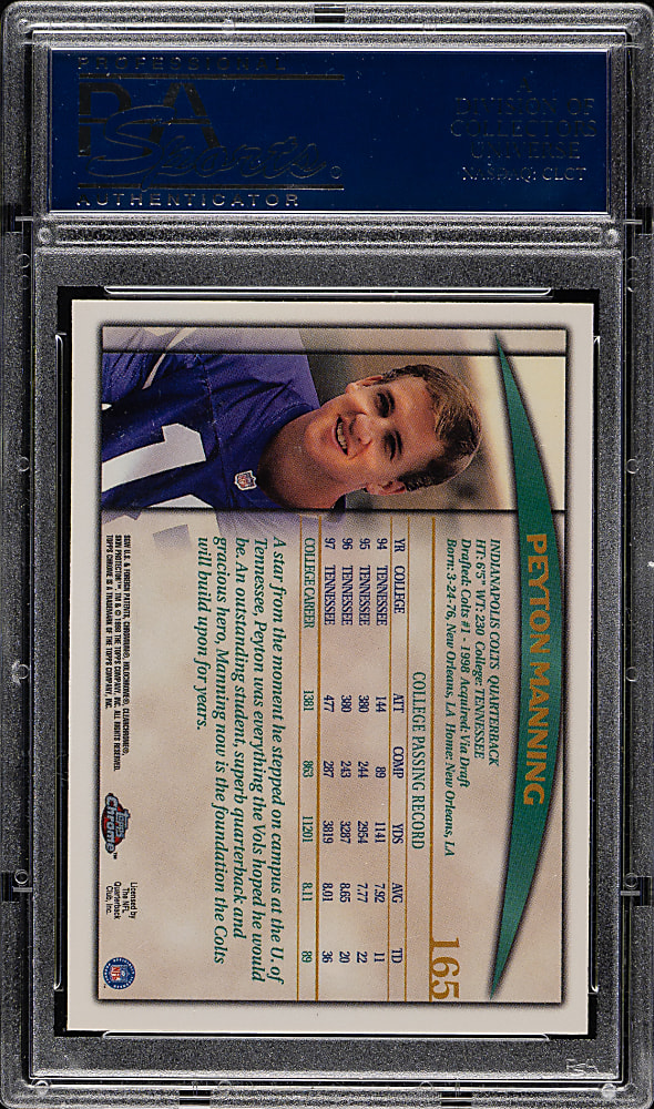 1998 Topps Chrome Football #165 Peyton Manning Rookie PSA MINT 9