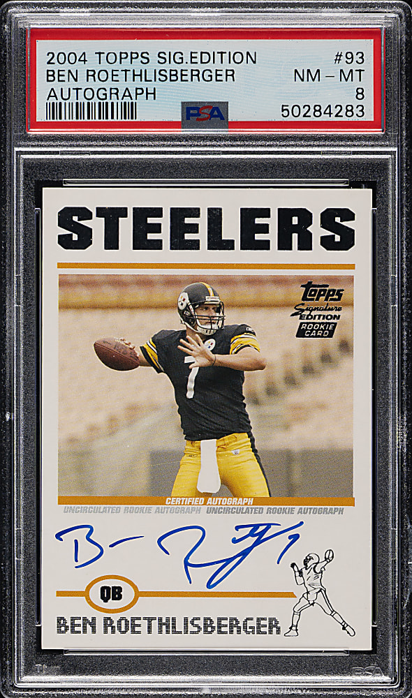 2004 Topps Signature Edition Autographs Football #93 Ben Roethlisberger Rookie #119/299 PSA NM-MT 8