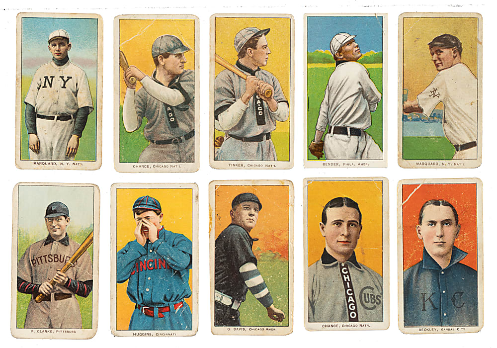1909-1911 T206 White Border Hall of Fame Collection (10) Including Marquard, Tinker, Bender, and Chance