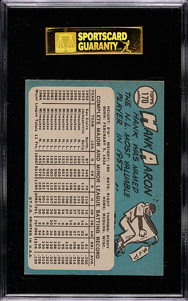 1965 Topps #170 Hank Aaron SGC EX/NM 80
