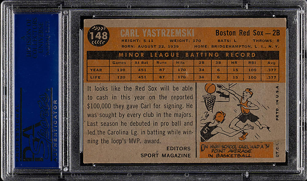 1960 Topps #148 Carl Yastrzemski Rookie PSA EX-MT 6
