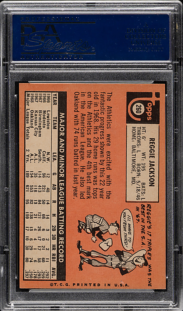 1969 Topps #260 Reggie Jackson Rookie PSA EX-MT 6