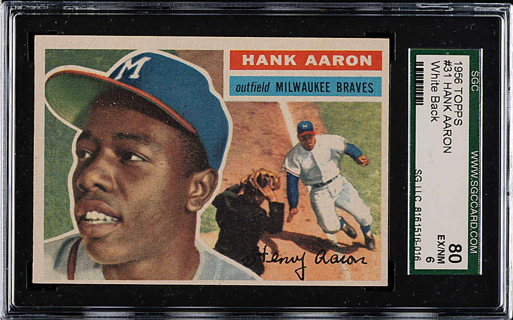 1956 Topps #31 Hank Aaron White Back SGC EX/NM 80
