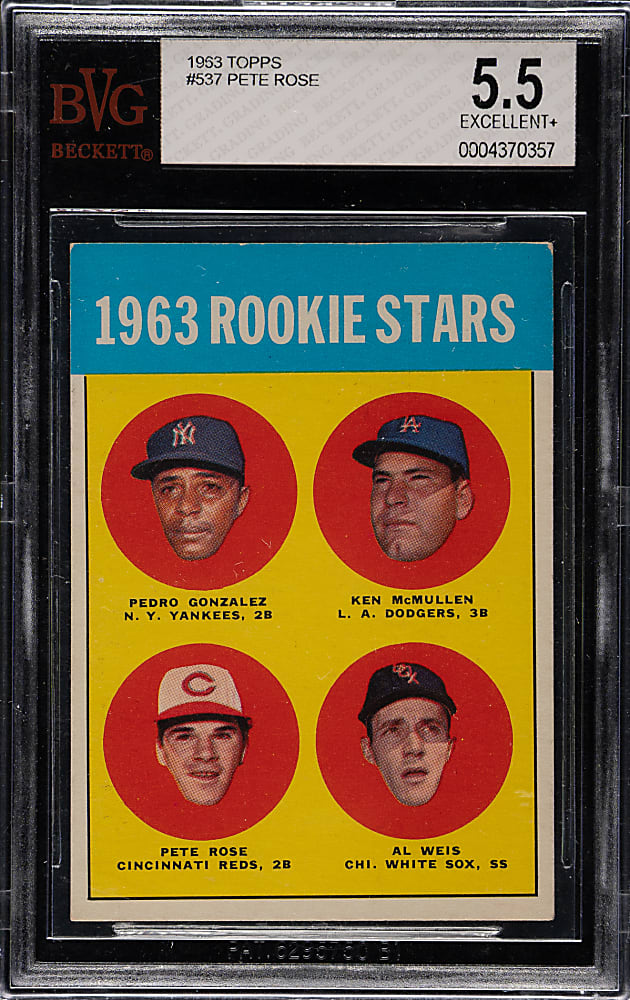 1963 Topps #537 Pete Rose Rookie BVG EX+ 5.5