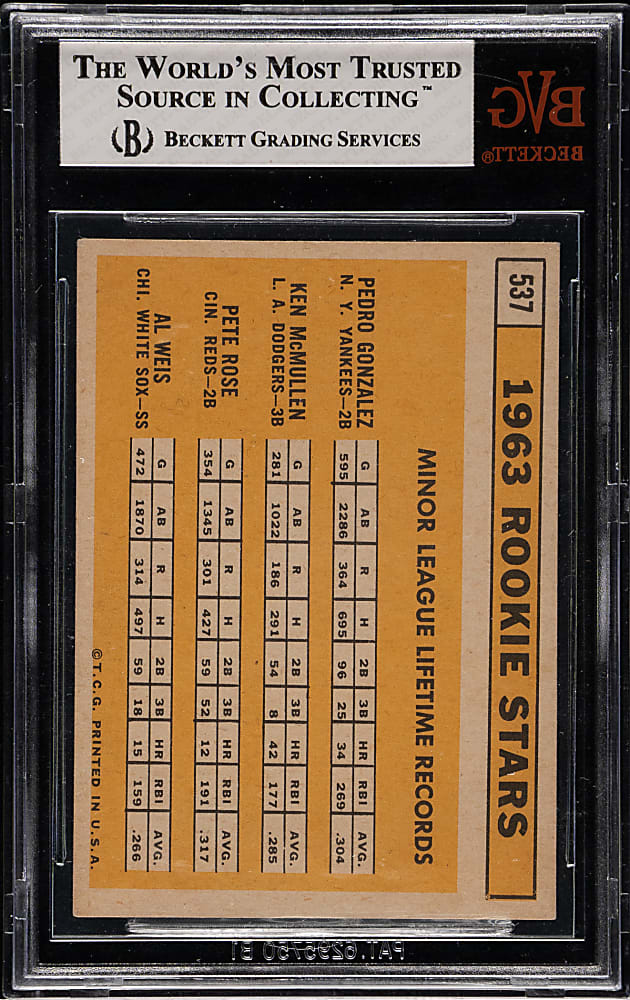 1963 Topps #537 Pete Rose Rookie BVG EX+ 5.5