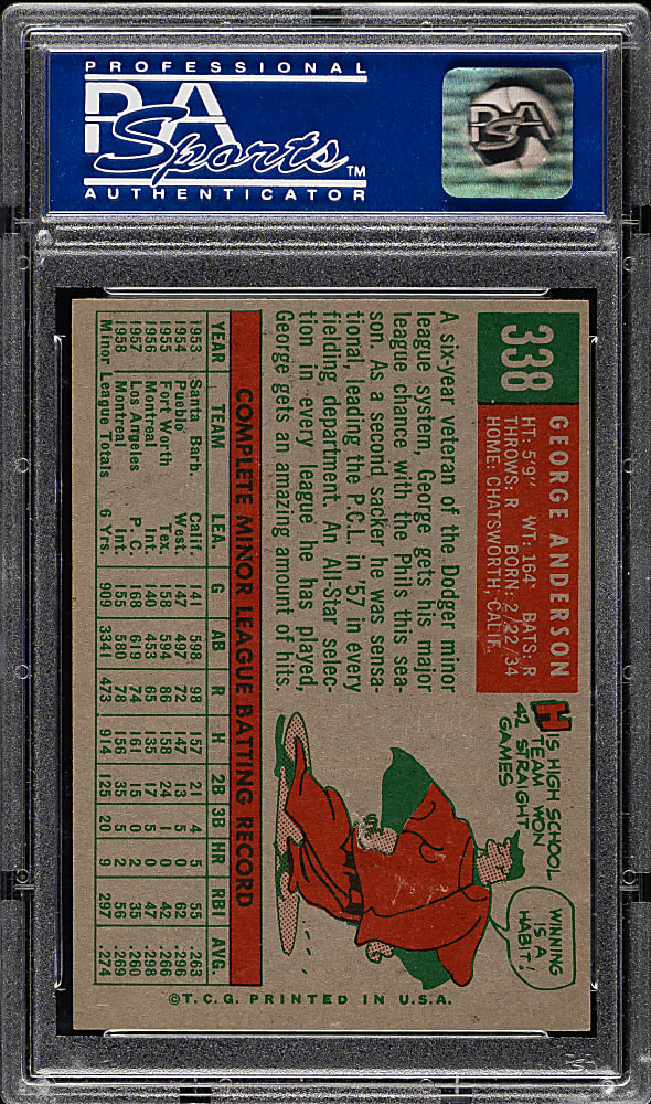 1959 Topps #338 George "Sparky" Anderson Rookie PSA NM 7