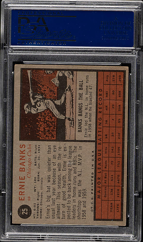 1962 Topps #25 Ernie Banks PSA GOOD 2